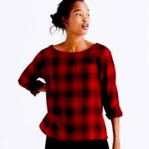 Plaid flannel 3/4 sleev madewell tops size small